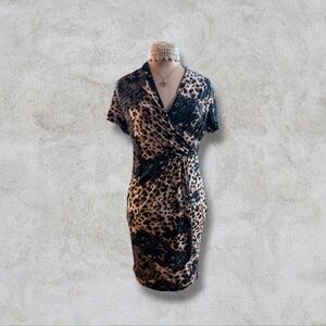 Vintage | mob wife stretchy leopard and lace print dress